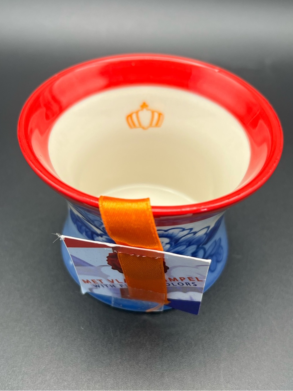 ๐ณ๐ฑNWT Wonderable Jorrit Heinen Delft Blue Ceramic Candle Holder Crown Ribbon